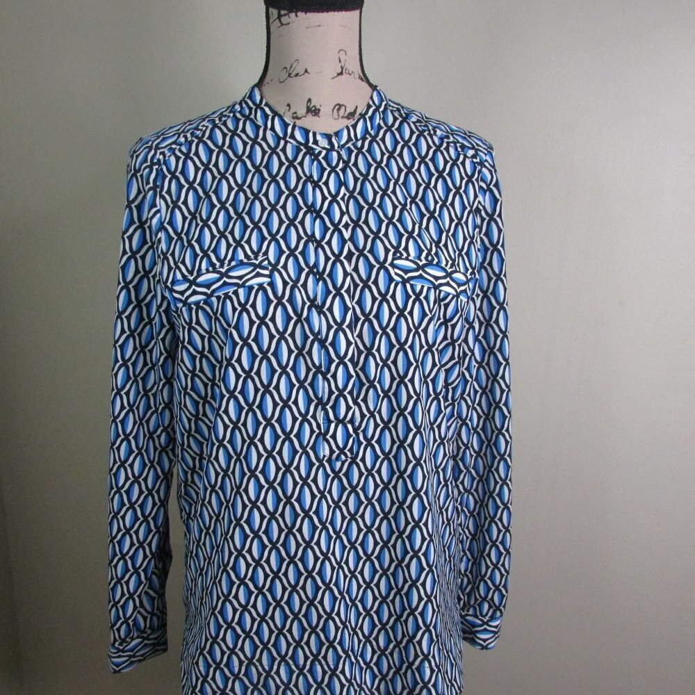Anne Klein Blouse S Black Blue Career